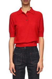 Polo Collar T-Shirt - Cardinal Red
