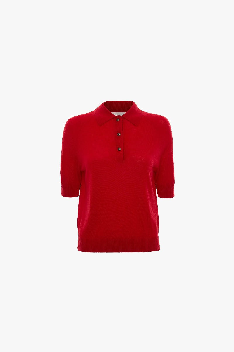 Polo Collar T-Shirt - Cardinal Red