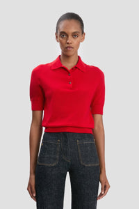 Polo Collar T-Shirt - Cardinal Red