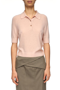 Polo Collar T-Shirt - Pale Rose