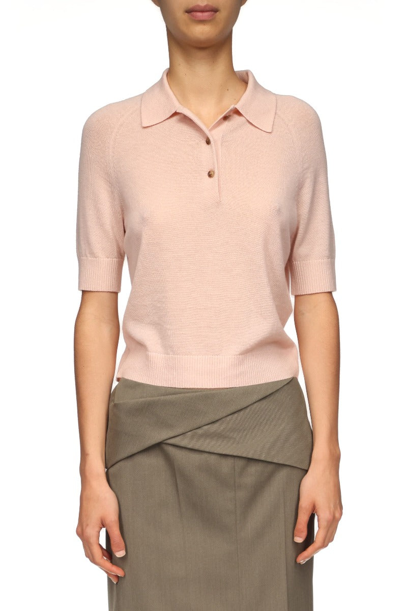 Polo Collar T-Shirt - Pale Rose
