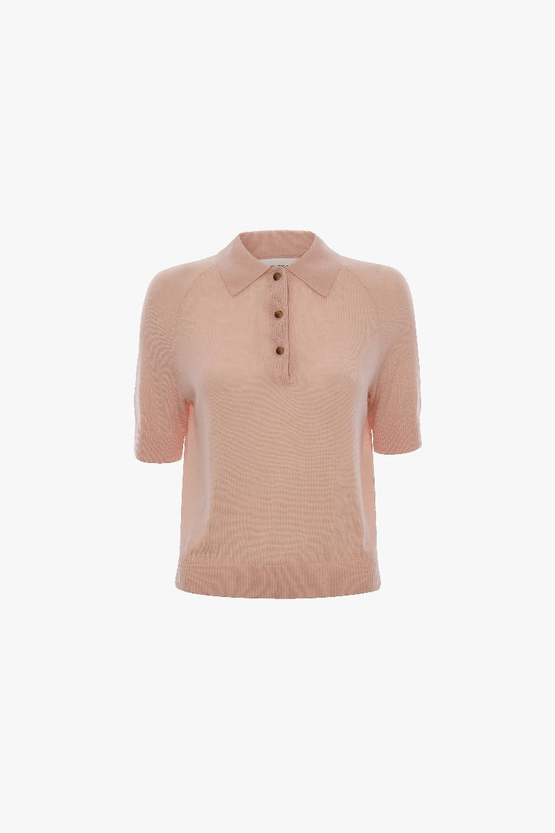 Polo Collar T-Shirt - Pale Rose