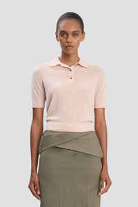 Polo Collar T-Shirt - Pale Rose