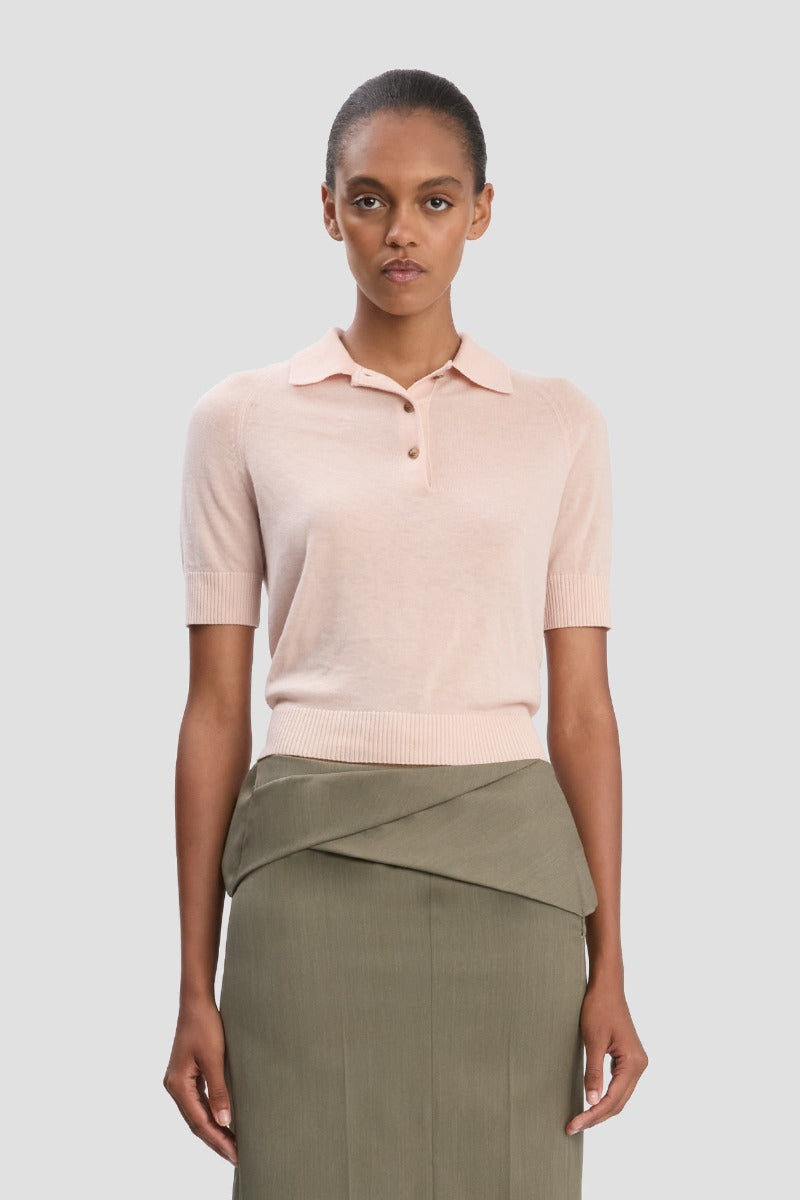 Polo Collar T-Shirt - Pale Rose