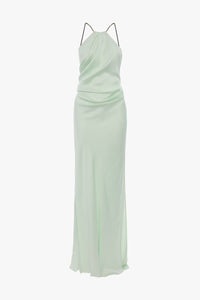 Chain Detail Halter Gown - Aloe