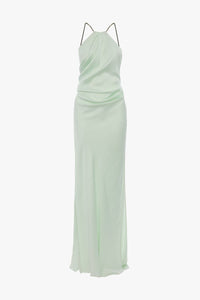 Chain Detail Halter Gown - Aloe