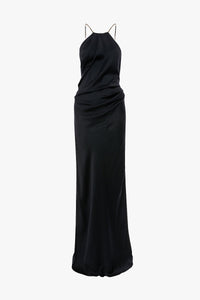 Chain Detail Halter Gown - Navy