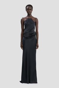 Chain Detail Halter Gown - Navy