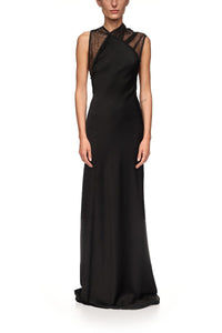 Mesh Detail Gown - Black