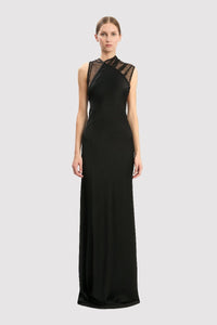 Mesh Detail Gown - Black