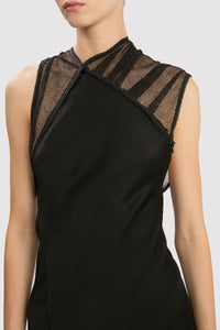 Mesh Detail Gown - Black