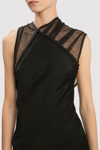 Mesh Detail Gown - Black