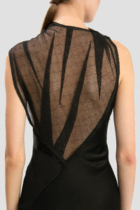 Mesh Detail Gown - Black