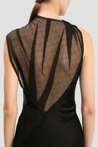 Mesh Detail Gown - Black