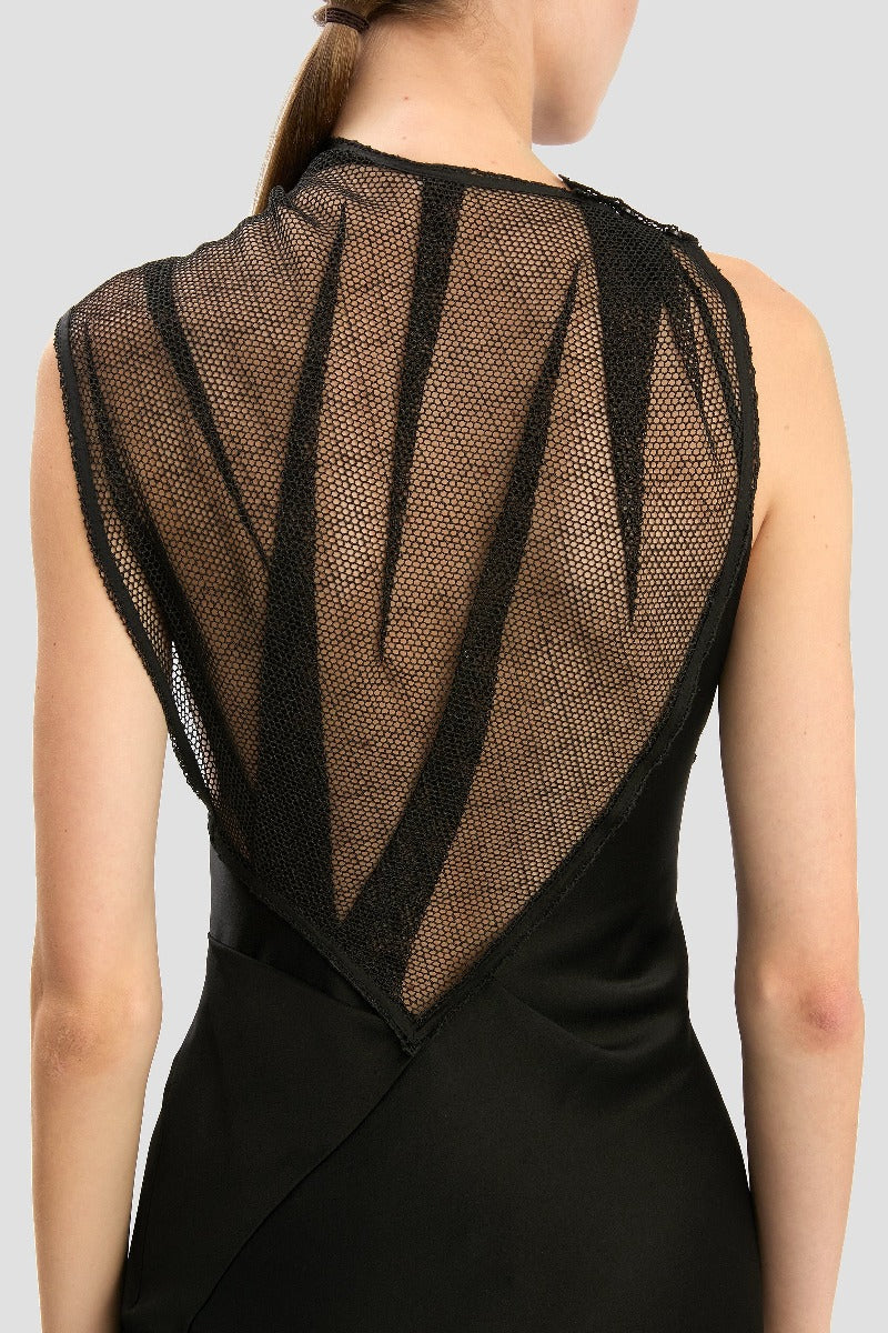 Mesh Detail Gown - Black
