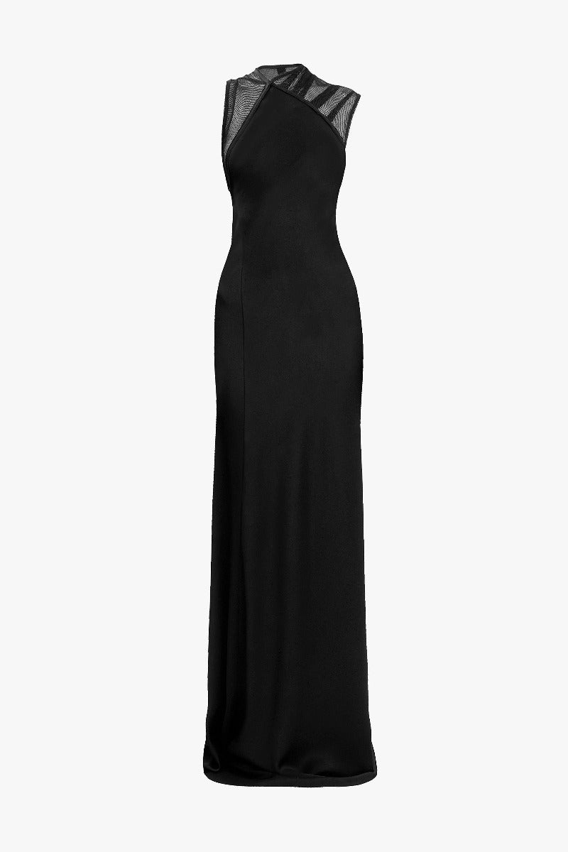 Mesh Detail Gown - Black