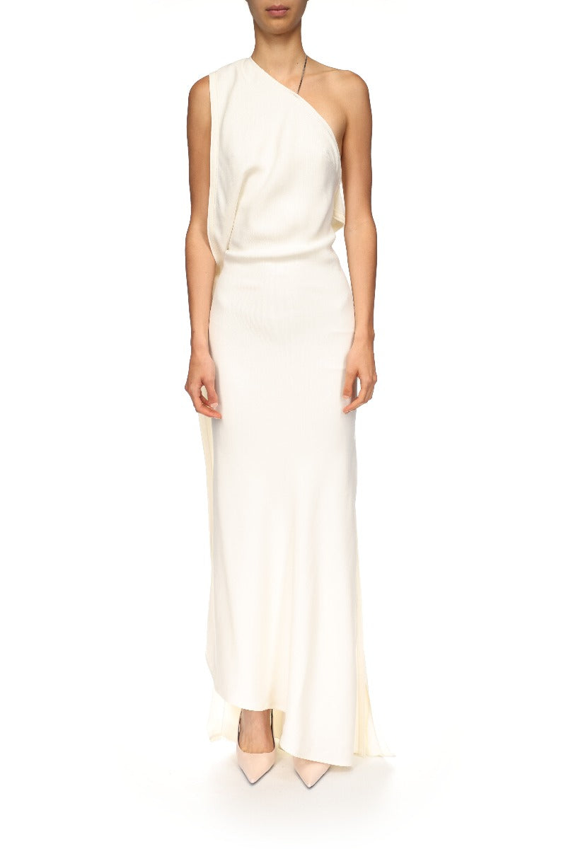 One-Shoulder Chain Detail Dress - Ivory