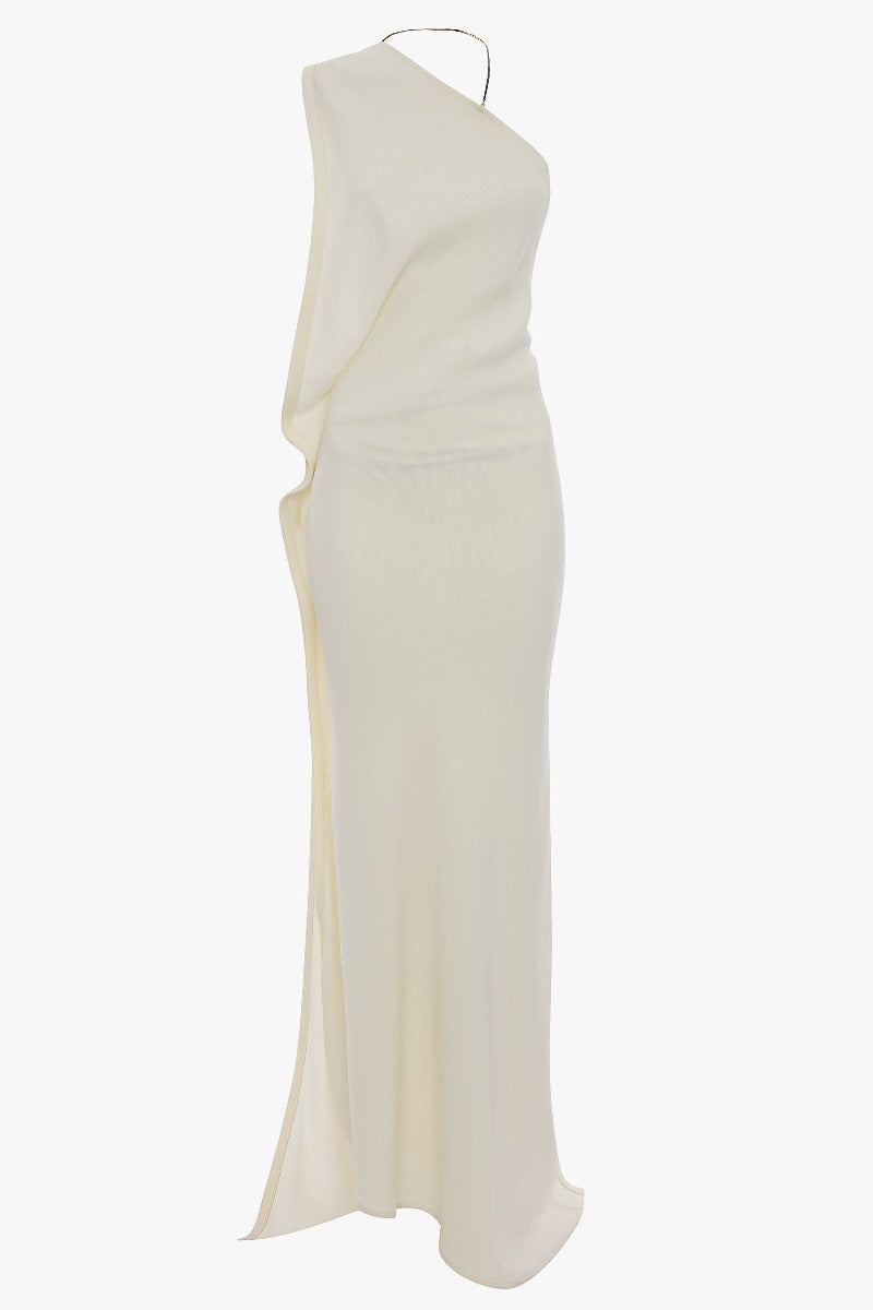One-Shoulder Chain Detail Dress - Ivory