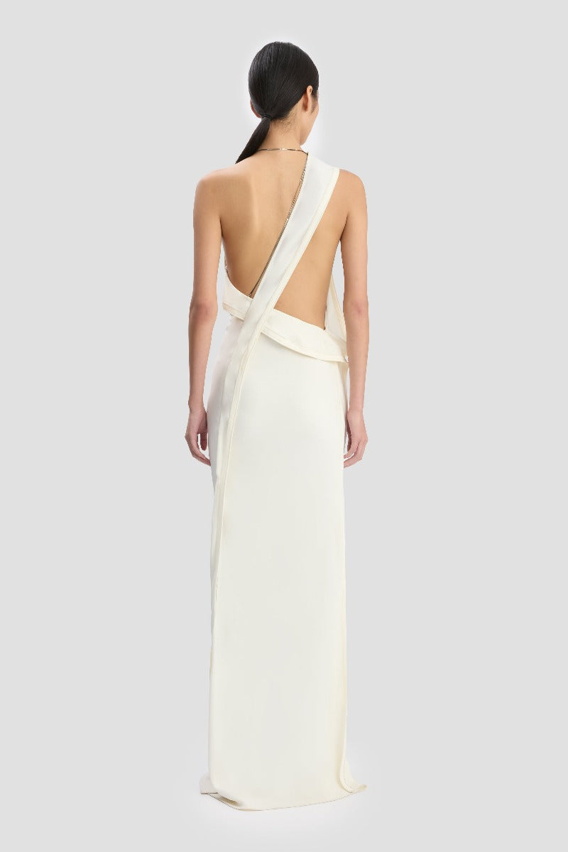 One-Shoulder Chain Detail Dress - Ivory