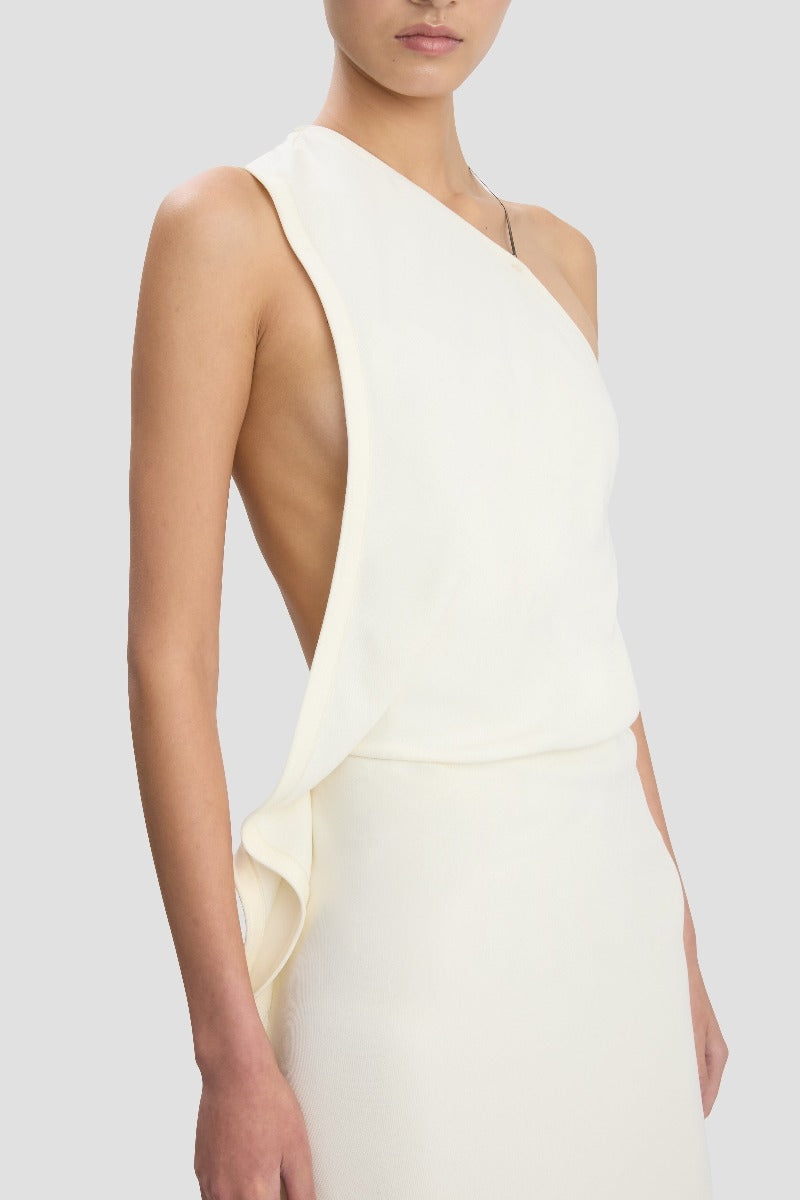 One-Shoulder Chain Detail Dress - Ivory