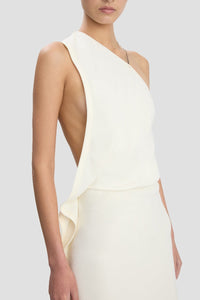 One-Shoulder Chain Detail Dress - Ivory