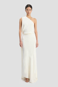 One-Shoulder Chain Detail Dress - Ivory