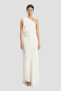 One-Shoulder Chain Detail Dress - Ivory