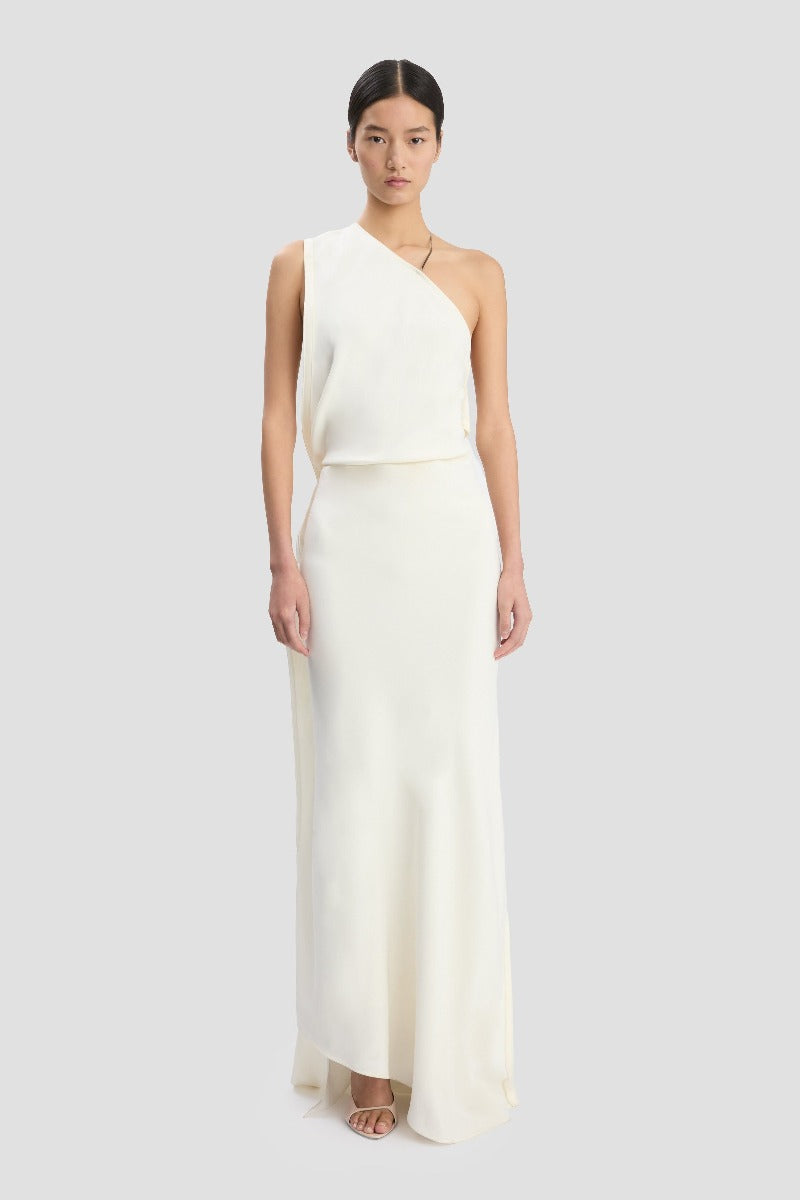 One-Shoulder Chain Detail Dress - Ivory
