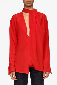 Drape Detail Blouse - Cardinal Red
