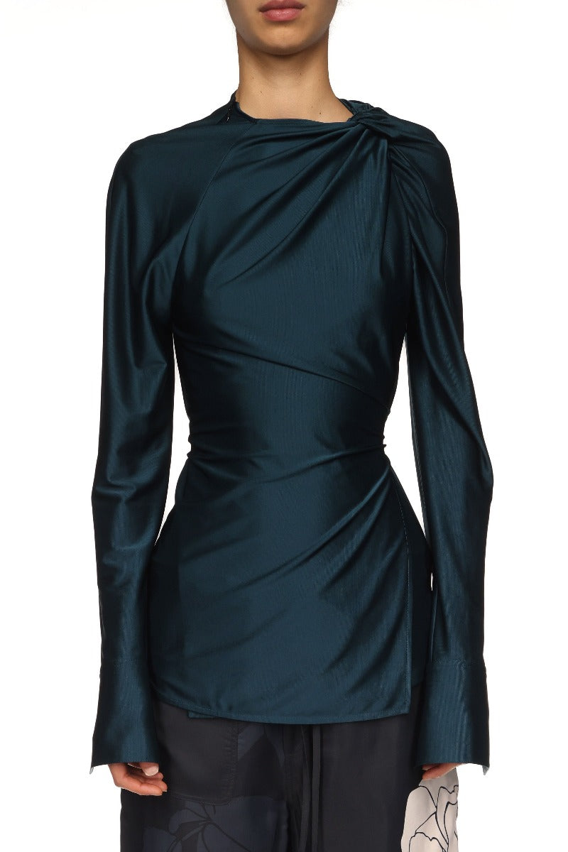 Twist Detail Blouse - Dark Teal