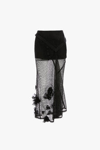 Basque Detail Midi Skirt - Black