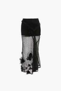 Basque Detail Midi Skirt - Black