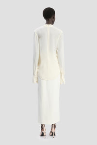 V-Neck Gathered Top - Ivory