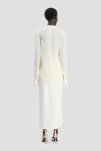 V-Neck Gathered Top - Ivory