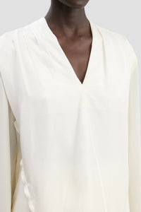 V-Neck Gathered Top - Ivory