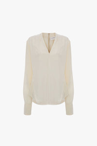 V-Neck Gathered Top - Ivory
