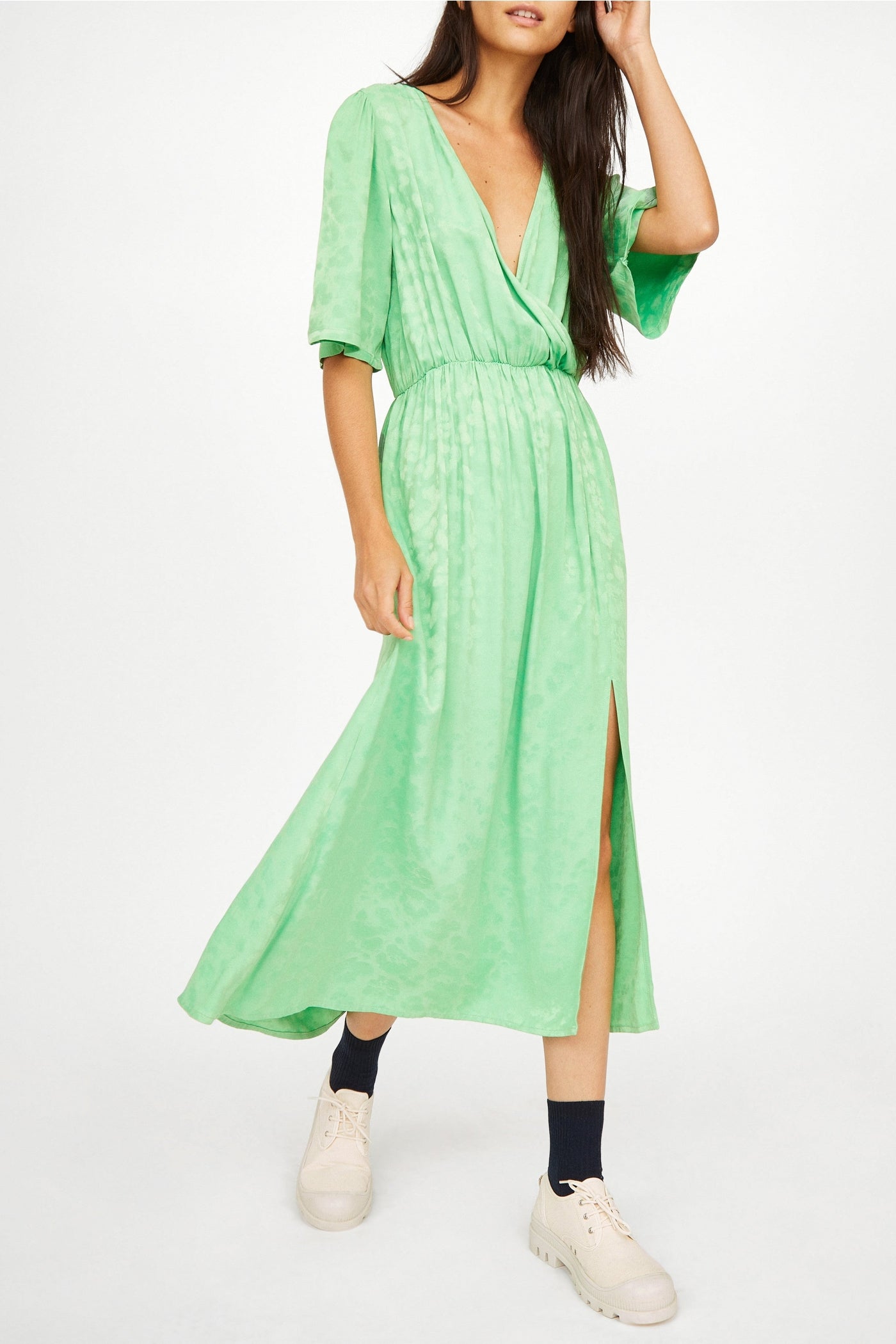 Robe longue Metro à imprimé - Pistache