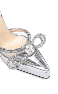 Double Bow 140 platform sandals with rhinestones - Clear