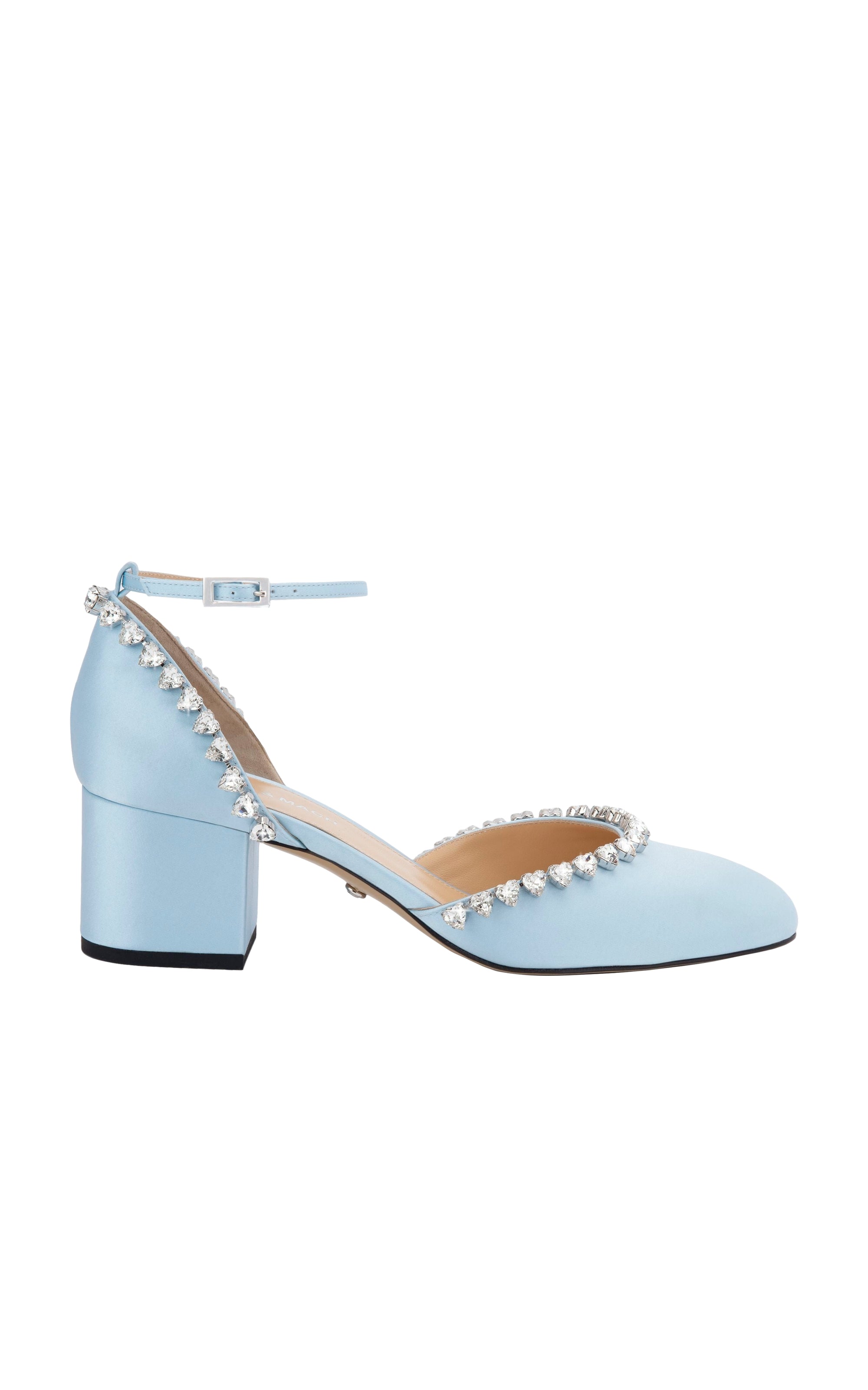 Audrey 55 silk & strass pumps - Sky Blue