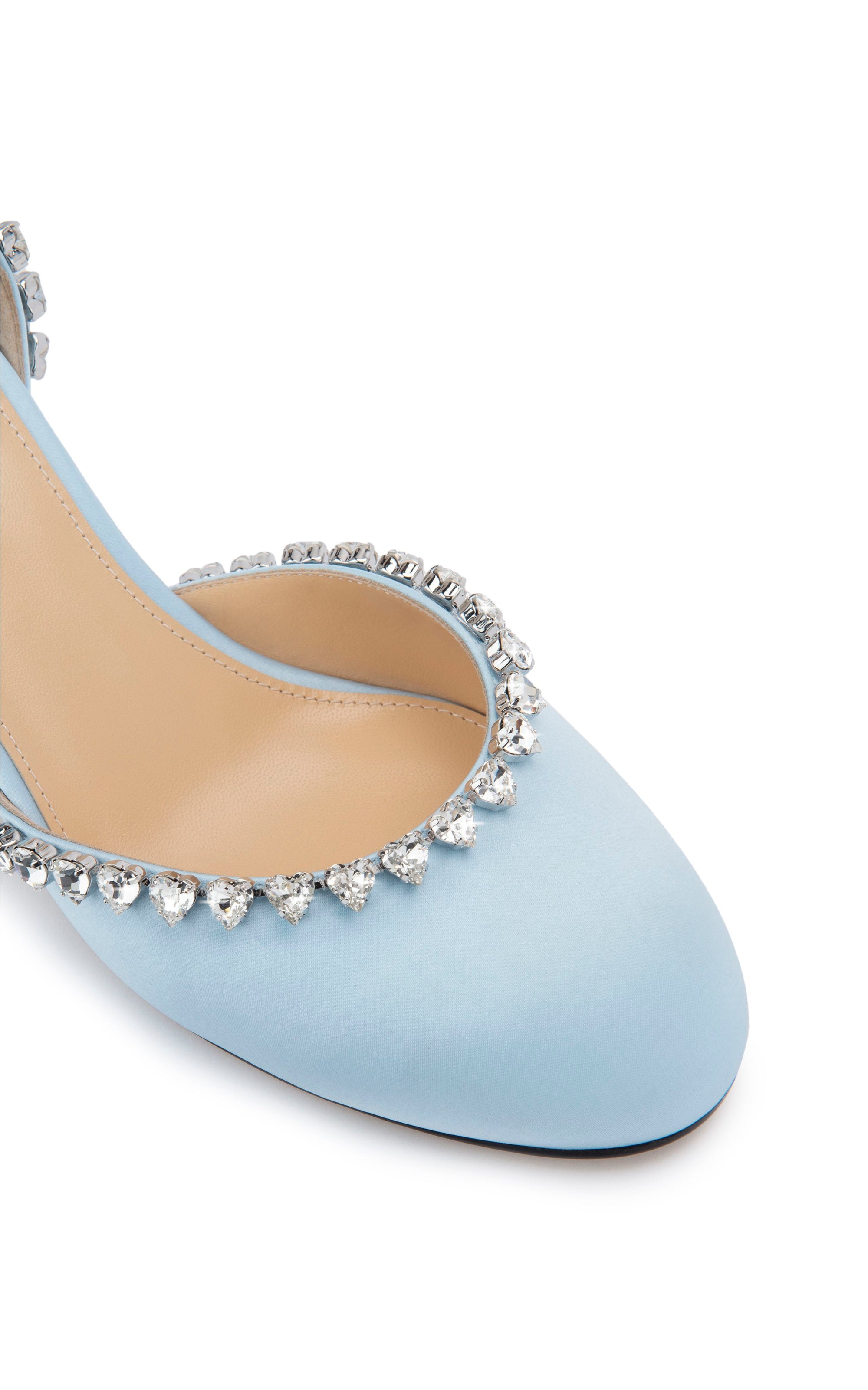 Audrey 55 silk & strass pumps - Sky Blue