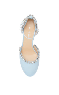 Audrey 55 silk & strass pumps - Sky Blue