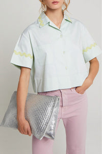 Blouse Girlette coupe courte ample - Blue