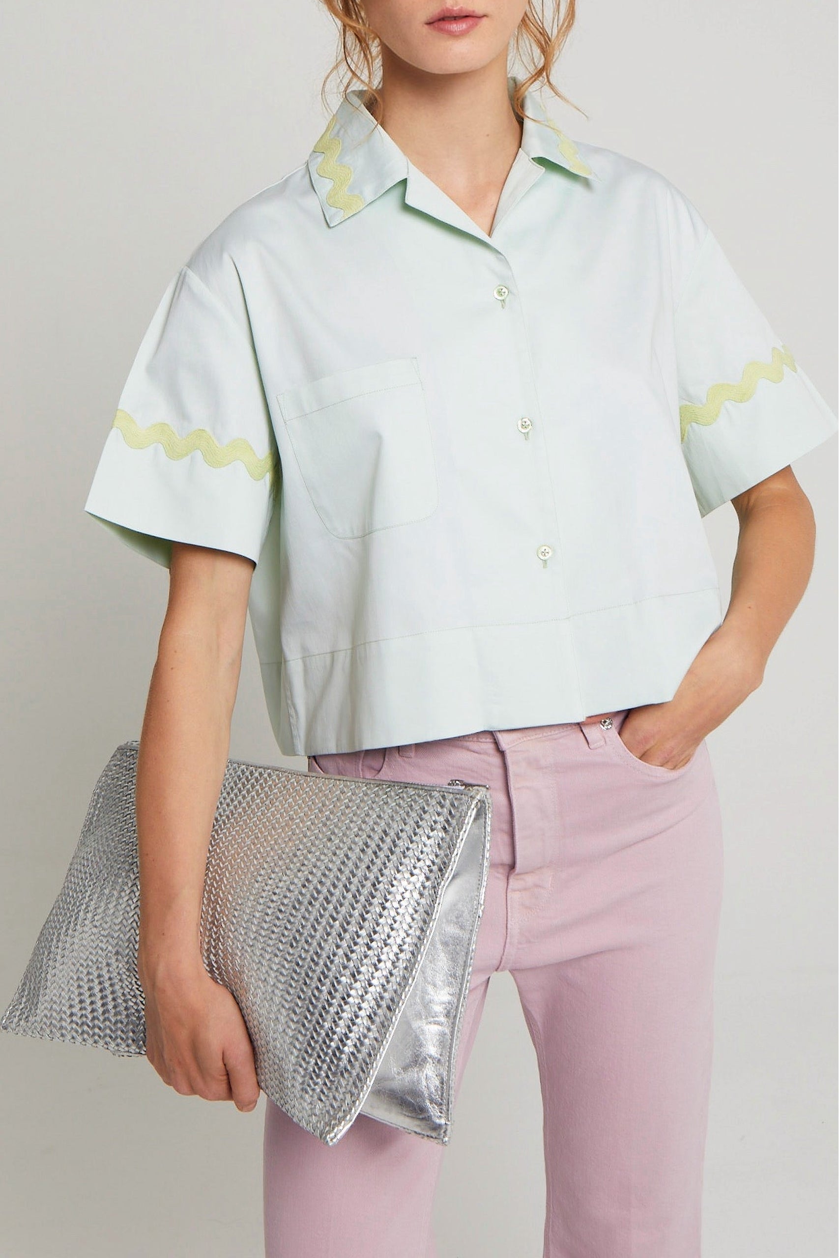 Blouse Girlette coupe courte ample - Blue