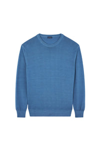 Pull à col rond en laine - Azzurro