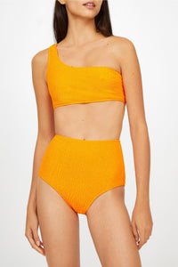 Lino swimming costume top with embossed effect - Mandarine