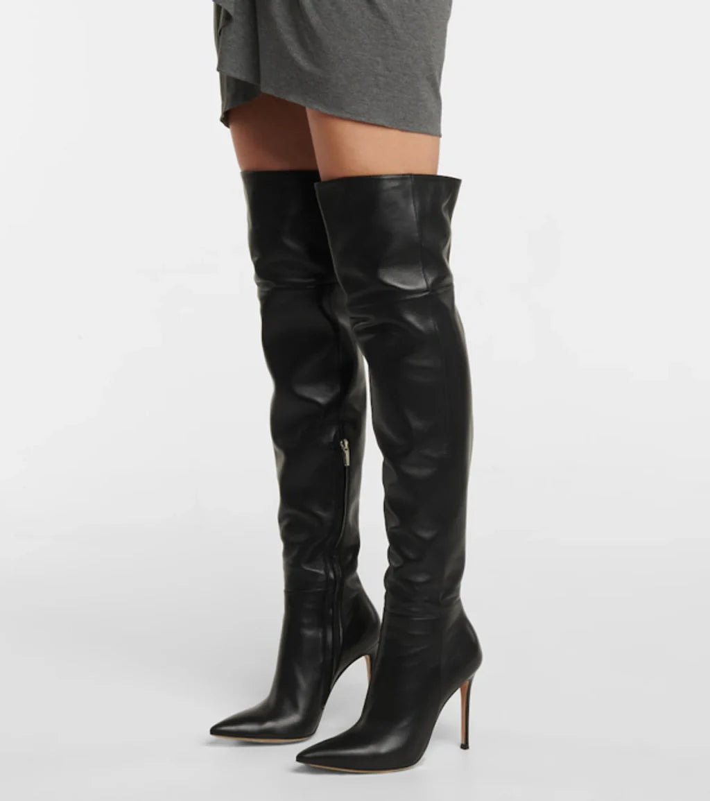 Cuissardes Bea 105 en cuir lisse - Noir