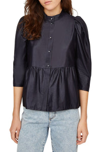 Blouse Away à effet laqué - Marine