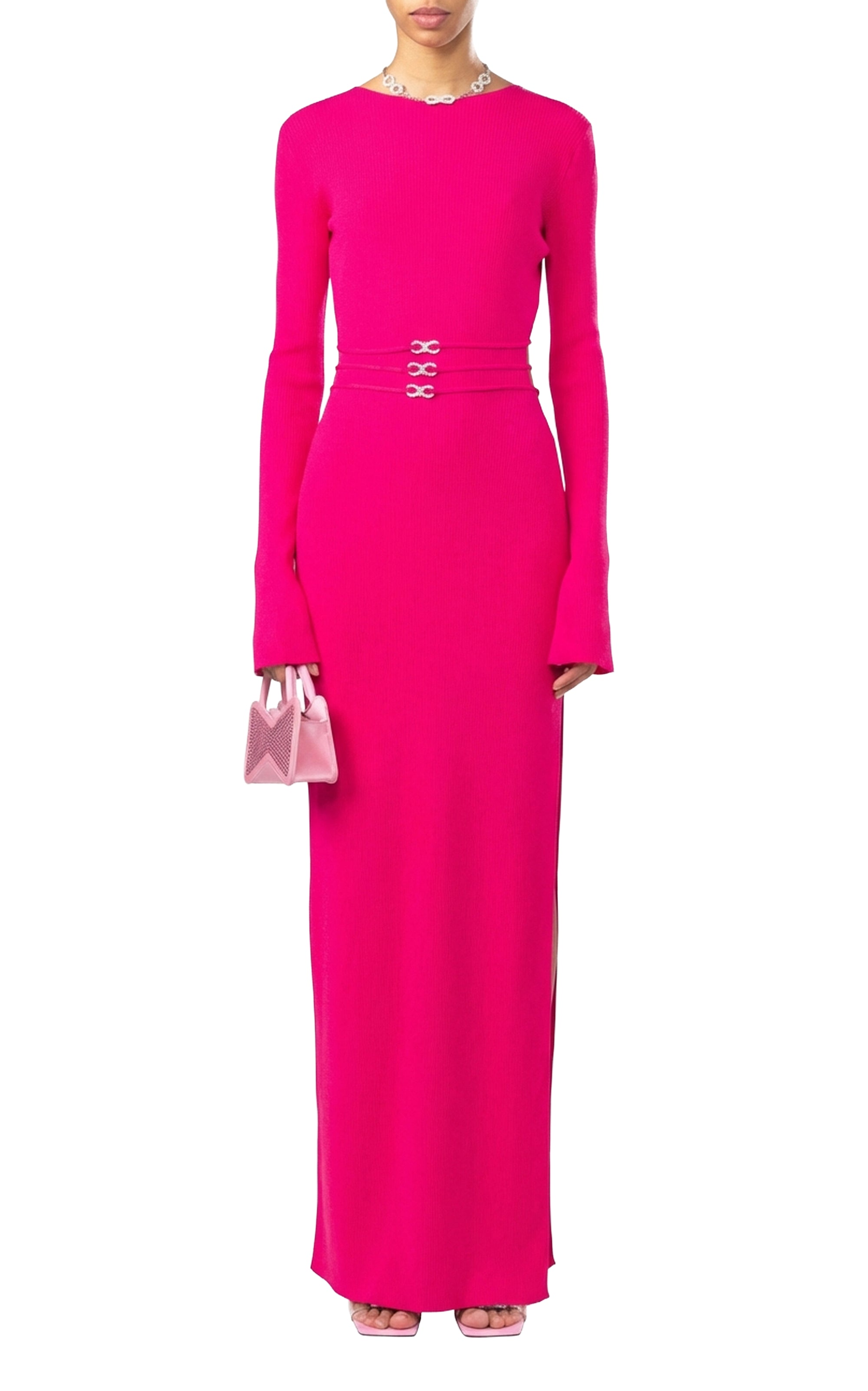 Triple Bow Cut-Out Maxi Dress - Fuchsia