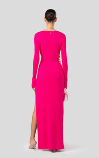 Triple Bow Cut-Out Maxi Dress - Fuchsia