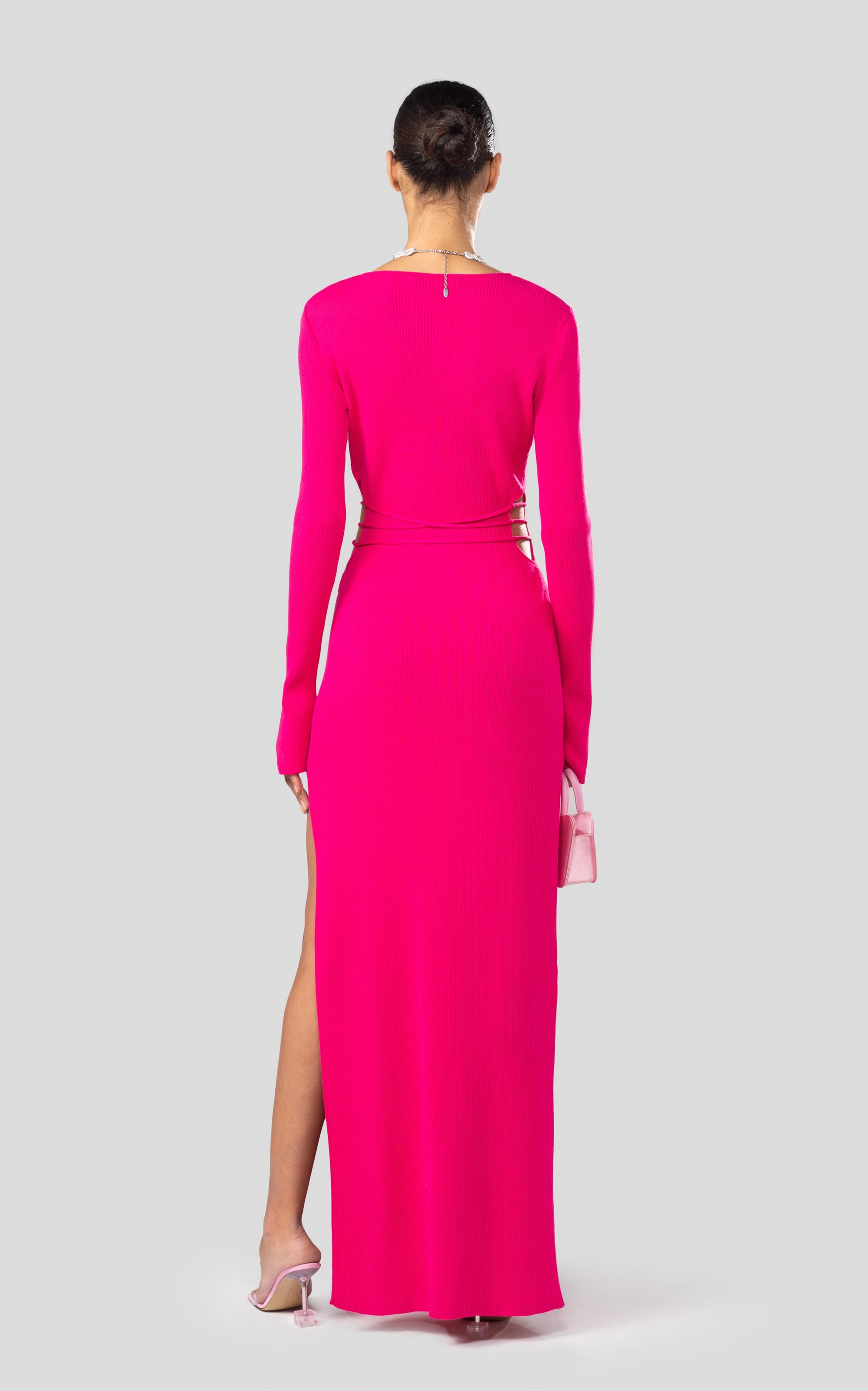 Triple Bow Cut-Out Maxi Dress - Fuchsia